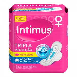 Absorvente Intimus Gel Cobertura Suave com abas com 8 unidades