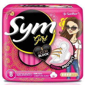Absorvente Sym Girl Cobertura Suave Com Abas 8 Unidades