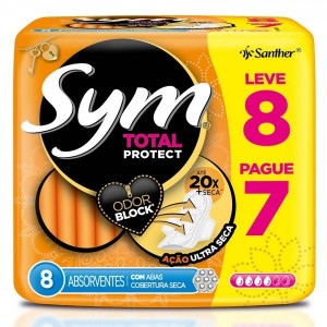 Absorvente Sym Cobertura Seca Com Abas Com 08 Unidades